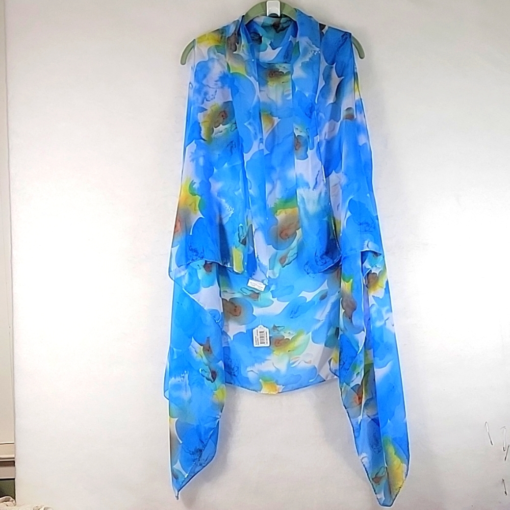 NWT Accents by Navello Blue Floral Convertable Scarf Vest Size OS